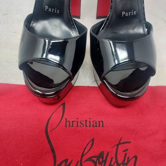 Christian Louboutin Black Sandaloo Patent Platform Sandal - Picture 10 of 13